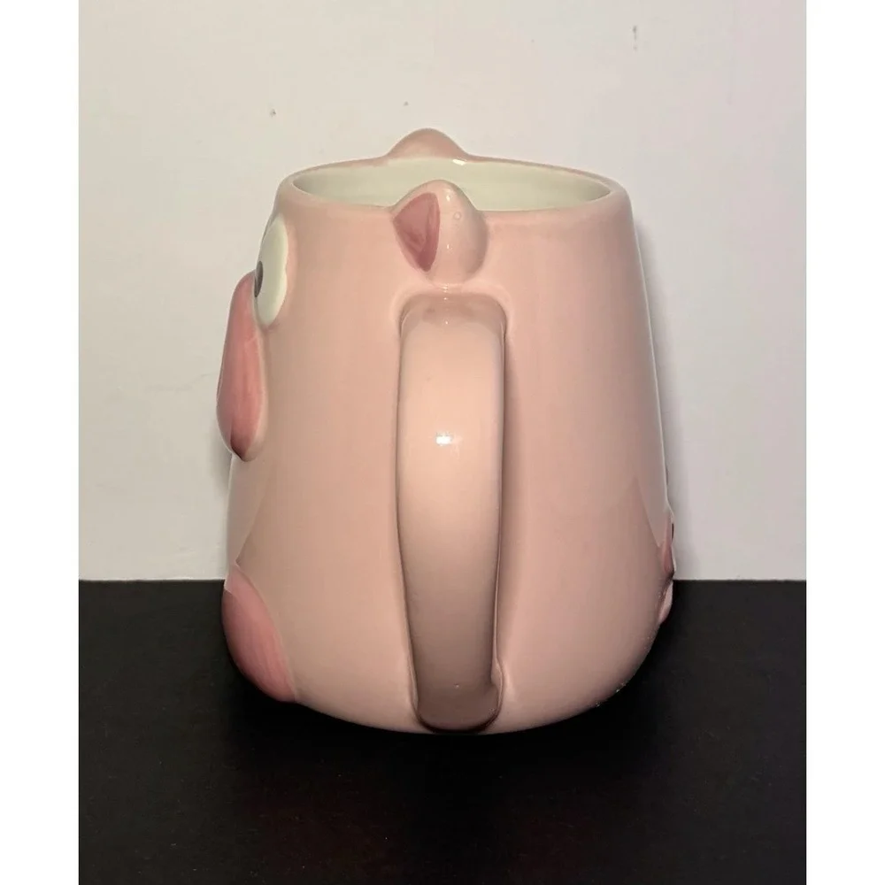 Pink Ceramic Pig Novelty Coffee Cup Mug Raised Detail 14 Oz TAG Hand Painted - Picture 6 of 8